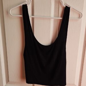 Free People Intimates Black Ribbed Scoop Neck Women's Tank Top